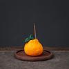 Ceramic Orange Incense Burner for Luck and Prosperity - Small Indoor Incense Holder