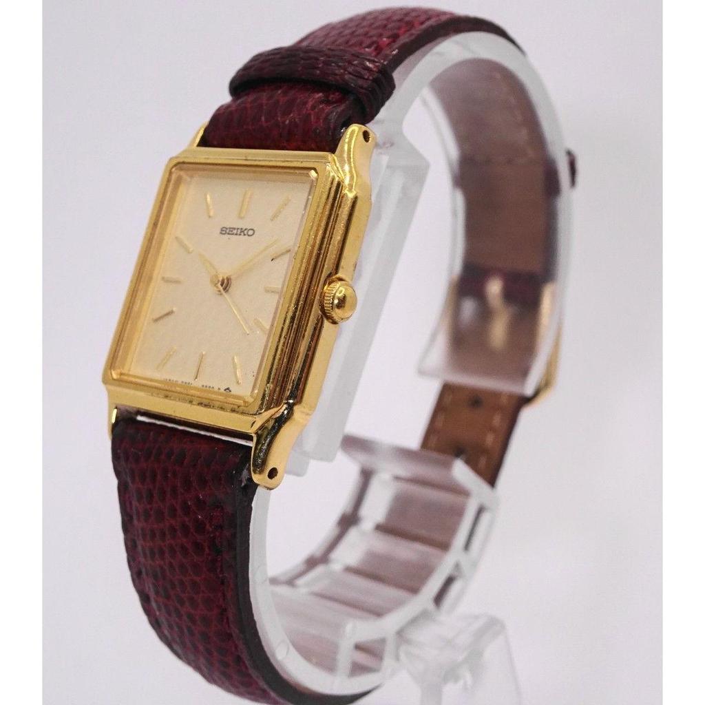 Used Working 1990 SEIKO 7321-6280 Ladies Watch Y495 Seiko Gold Dial