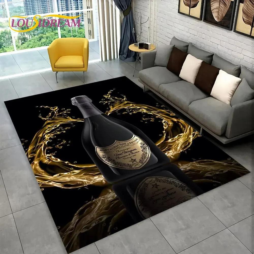 C-Champagne M-Moet & C-Chandon Teppich für Schlafzimmer Wohnzimmer Zuhause Sofa Dekoration, Kinderspiel Große Dekoration Bodenmatte Geschenk