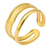 Neuer Offener Verstellbarer Ring Blatt Schlange Herz Echt Vergoldeter Edelstahl Ringe Für Frauen Männer Zubehör Mehrschichtiger Schmuck