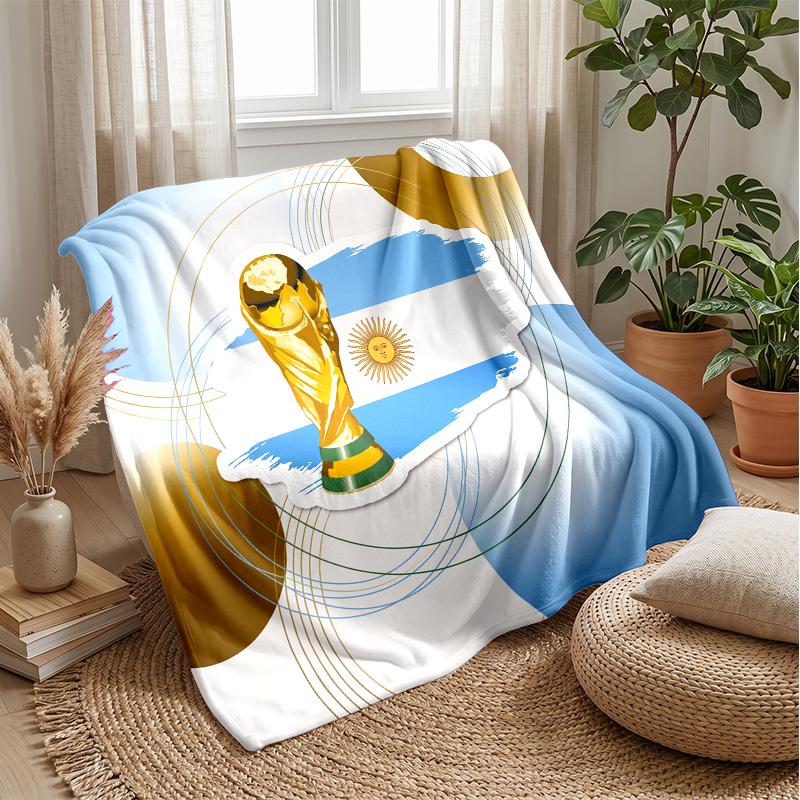 Tištěná flanelová deka Argentina Football, šetrná k pokožce, teplá, dekorativní přehoz na pohovku, postel, pro každodenní použití