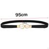 Double Pearls Buckle Waist Belt, Women Retro Elastic Skinny Belt for Dress