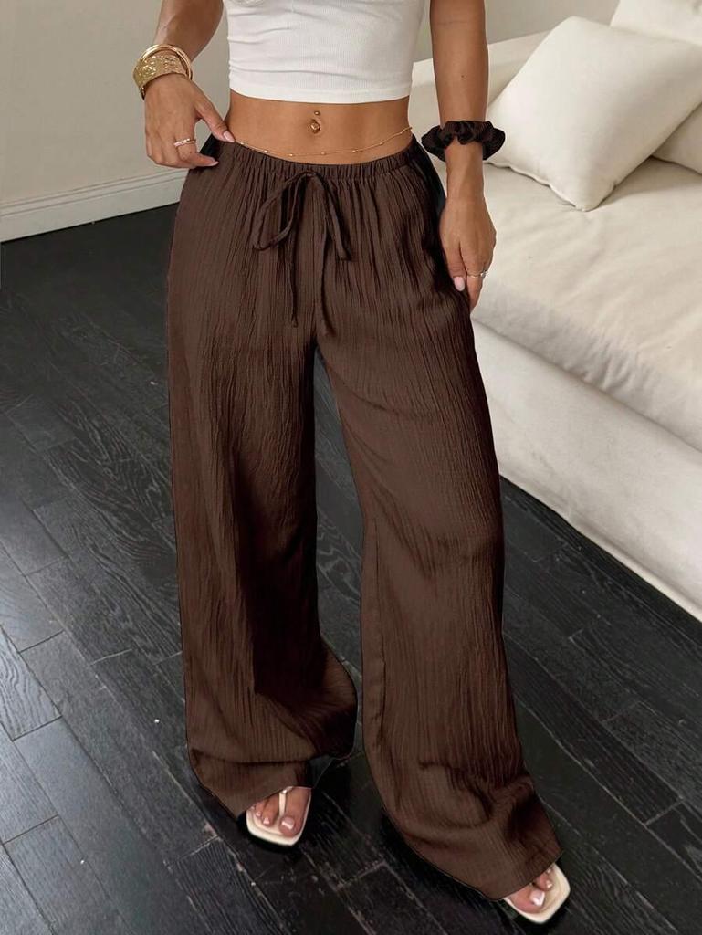 2025 Autumn European & American Style Women's Solid Color Straight-Leg Casual Pants