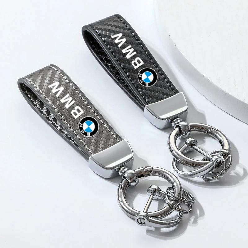 BAAO1 New Carbon fiber Car Keychain Ring Leather Emblem Keyring For BMW 1 2 3 4 5 7Series X1 X3 X4 X5 X6 X7 F10 F20 F30 G20 G30 F