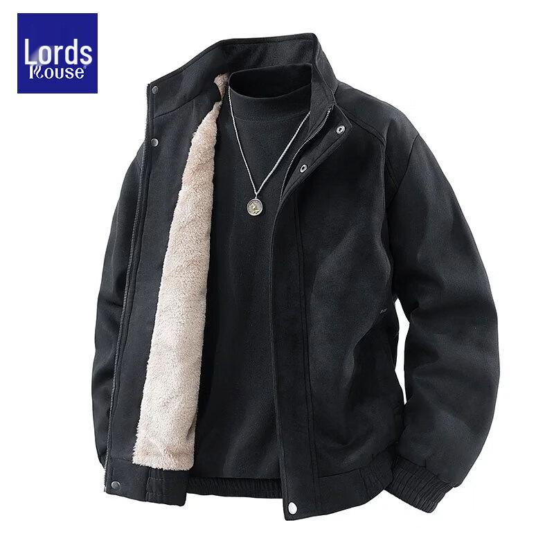 Luozi Men's Thermal Faux Suede Utility Jacket