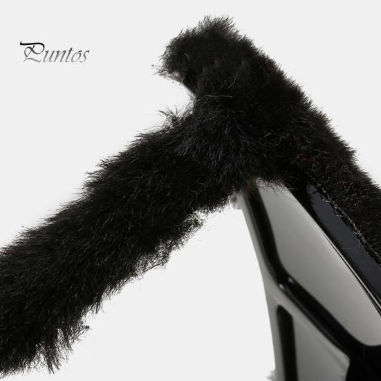 Women Sunglasses Fluffy Plush Trim Oblong PC Frame Anti-UV Sunscreen Eyewear for Club Parties Photography