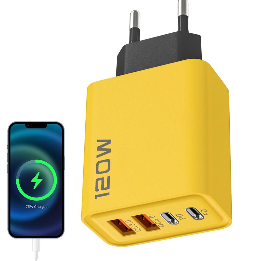 USB Fast Charging Block 120W USB Charger Plug Cube Fast DualType C Wall Charger Phone USB Adapter Portable Charger for Home