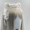 Lolita Headwear Cat Ear Love Rhinestone Headband Goth Punk Bow Headband Abi Cos Lace Hair Accessories