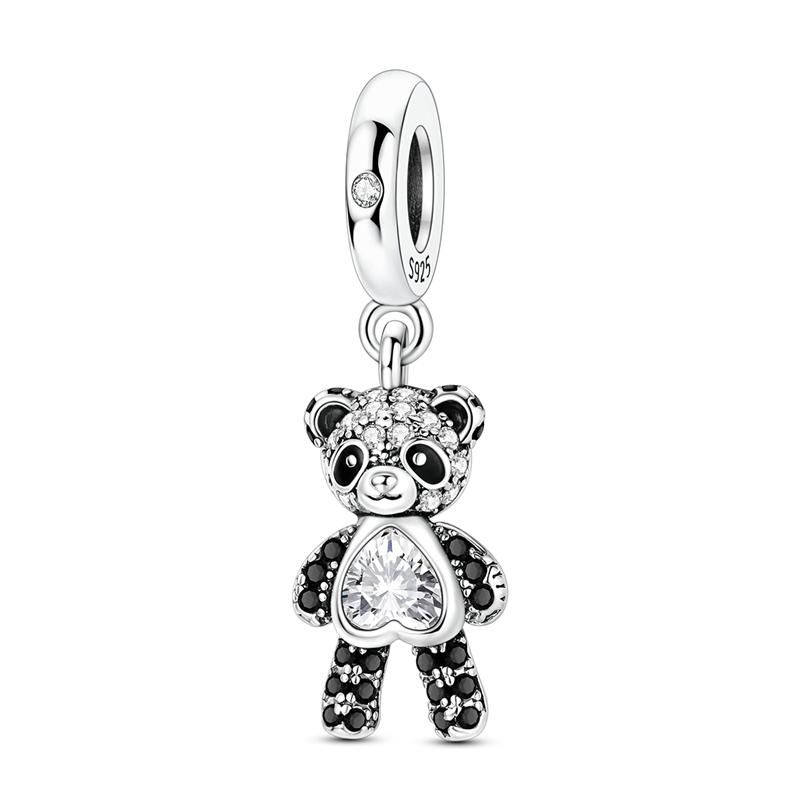 New Charms Pendant 925 Silver Sweet Bear Sun Moon Eyes Charms Beads Fit Bracelet Bangle Necklace For Women Jewelry Gift