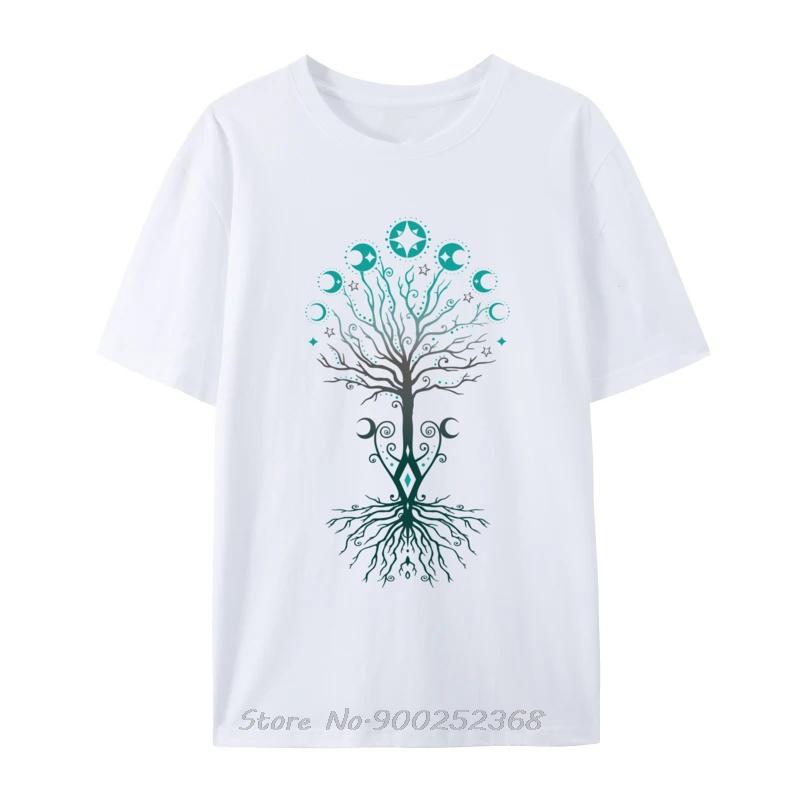 Moon Phases Tree Of Life Yggdrasil Pagan Wicca Personalized High Quality Party Tshirt Men Casual Tshirt Cotton Fitness T Shirt S