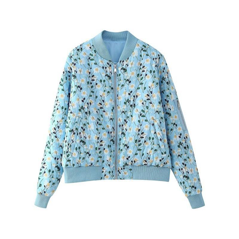 Womens Printed Short Bomber Jacket Cotton Padded Coat Fall Winter Fashion Versatile Casual Outerwear