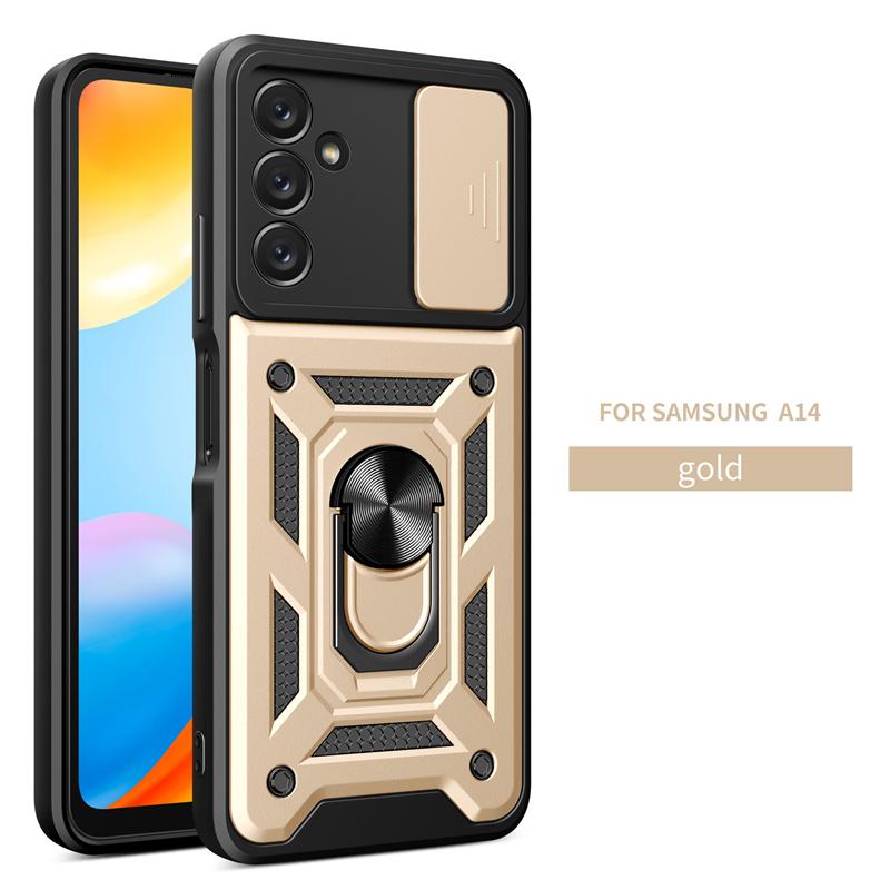 Slide Lens Camera Protect Shockproof Armor Phone Case For Samsung Galaxy A14 A24 A34 A54 5G 4G Cases Magnetic Ring Holder Cover