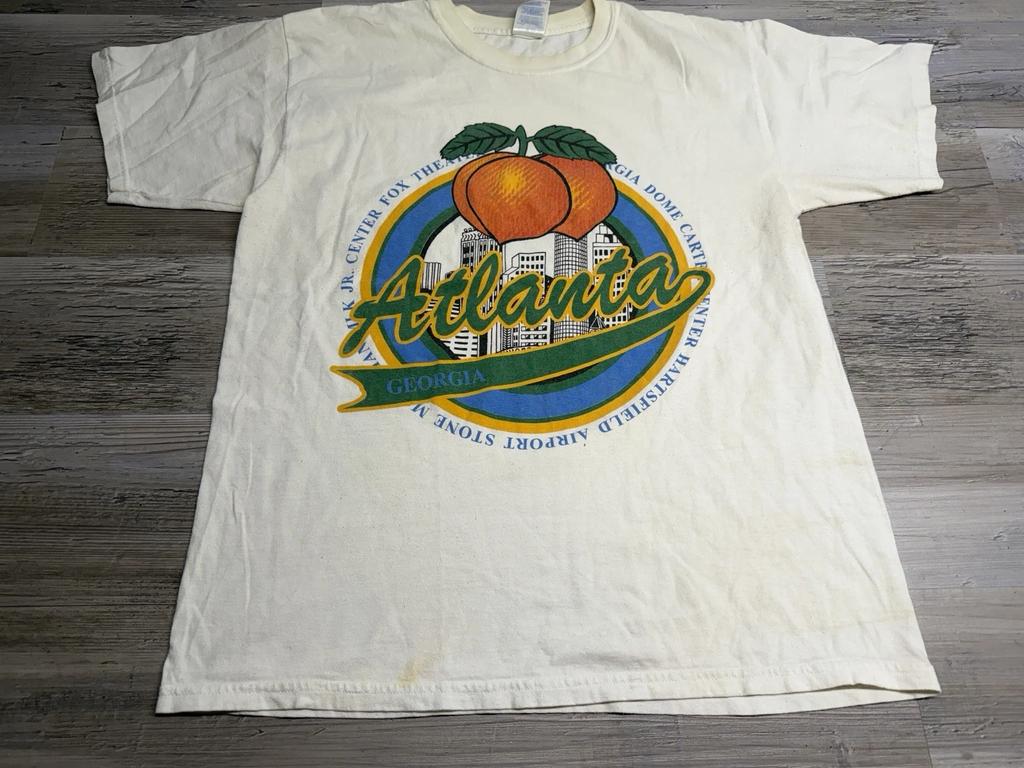 Vintage Atlanta Skyline T-Shirt Y2K Size Large Georgia Peach Faded Y2K