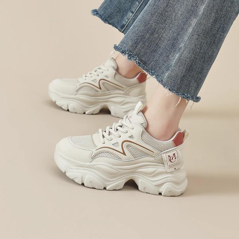Dad Shoes Women's New Summer and Autumn Mesh Breathable Thick-soled Lightweight Soft-soled Sneakers Children