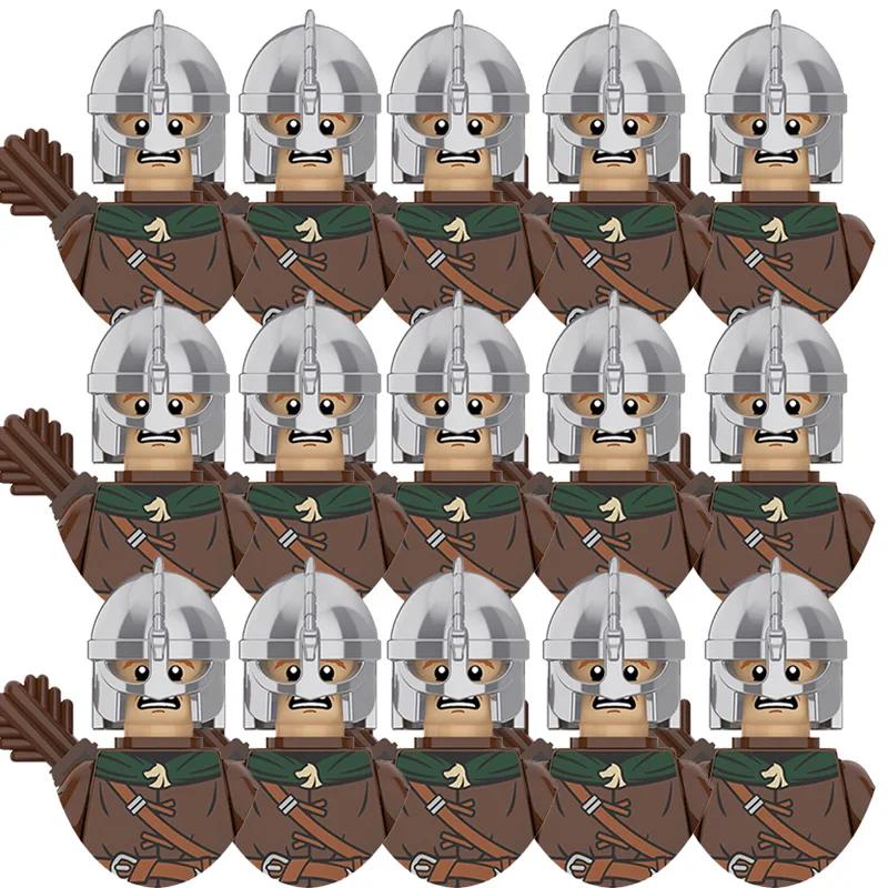 Średniowiecze Seria Władca Pierścieni Królewska Gwardia Rycerzy Lohan Starożytni Łucznicy Figurki Żołnierzy Klocki Zabawki dla Dzieci