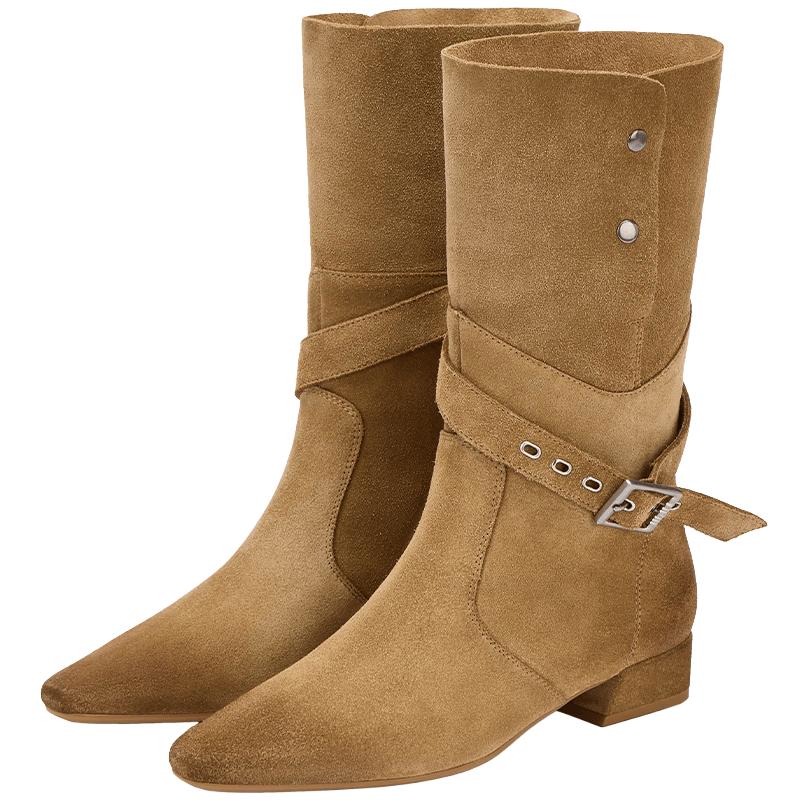 73Hours Women s Metal Square Heel Western Ankle Boots 39 хаки