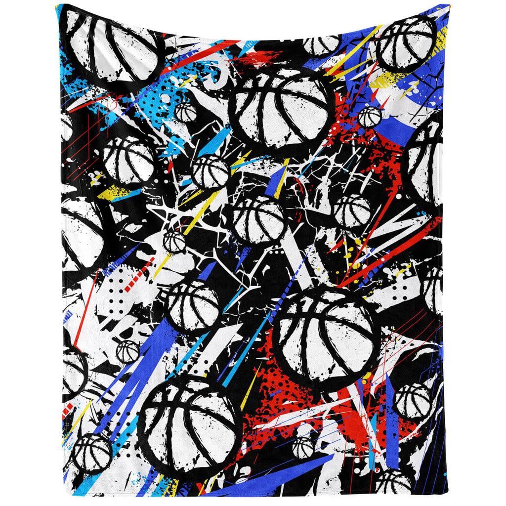 Basketball-themed graffiti Printed Blanket for Sofa Bed Travel Camping Living Room Office Conditioning Blanket