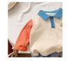 Children's Polo Shirt - Korean Style, Contrasting Colors, Cotton, Long-Sleeve, Lightweight, for Spring and Autumn.