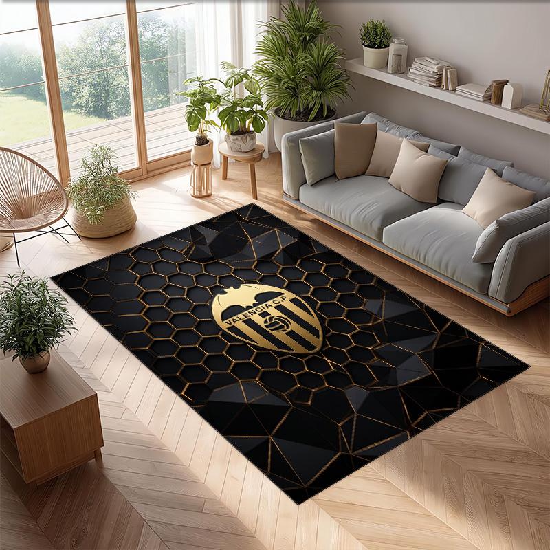 Valencia FC Soccer Football Pattern Soft Area Rug Non Slip Indoor Floor Carpet Sports Decor Mat for Bedroom