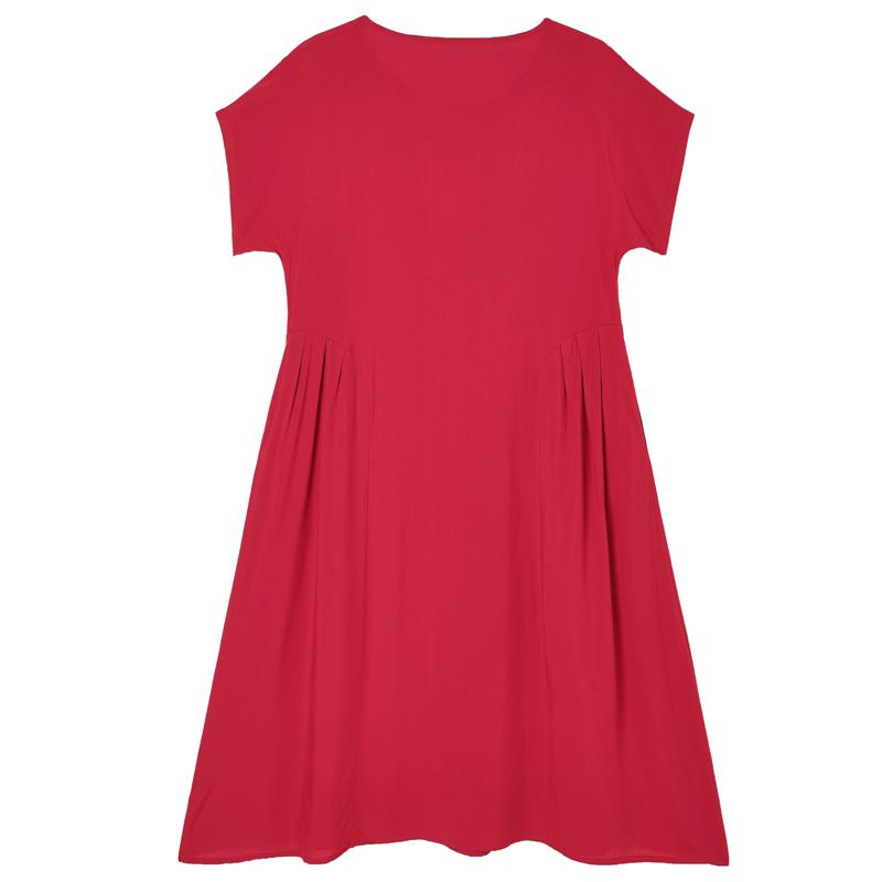 Elegantní dámské letní šaty velké velikosti Vintage oblečení Jednobarevné Krátký rukáv Volné Dlouhé šaty