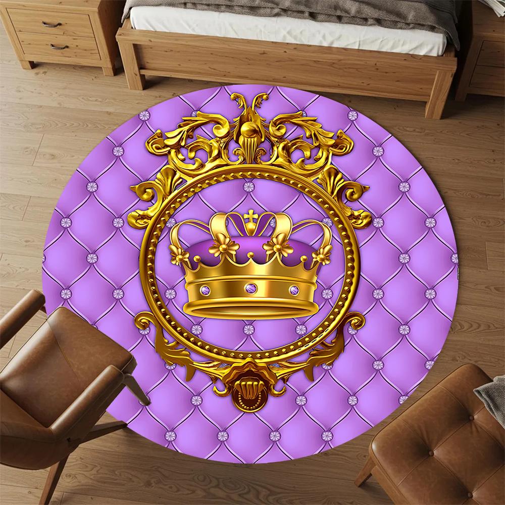 1pc Crown Royal Round Chair Mat Area Rug - Non-Slip, Floor Mat for Office, Bedroom, and Indoor Decor C1125604