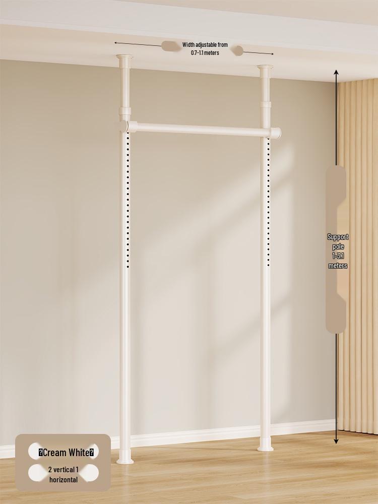 Floor-Standing Clothes Rack: Bedroom Hanger, Retractable Drying Rod, Coat & Hat Rack.