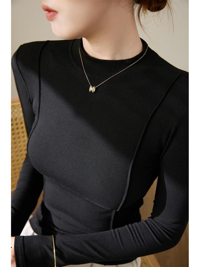 2026 Autumn/Winter Women's High-Elasticity Half-High Neck Long-Sleeve T-Shirt - Advanced Design and Skin-Friendly