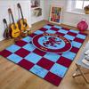Aston Villa Logo Checkered Rug Patterned Carpet, Non Slip Mat Suitable for Living Room and Bedroom Sofas