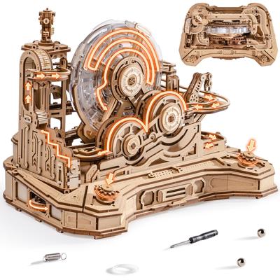 ROBOTIME 3D Dřevěné puzzle s kuličkovou hrou Ovladač kuličkové dráhy Letní prázdniny Řemeslná sada pro řemesla Mozkové řemesla pro dospělé a STEM Vzdělávací