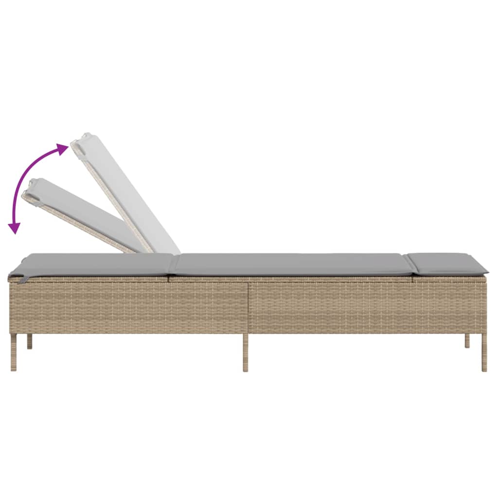 2 Piece Beige Sun Loungers with Cushions