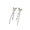 Silver needle bow fringed earrings women's niche design cold wind earrings temperament earrings