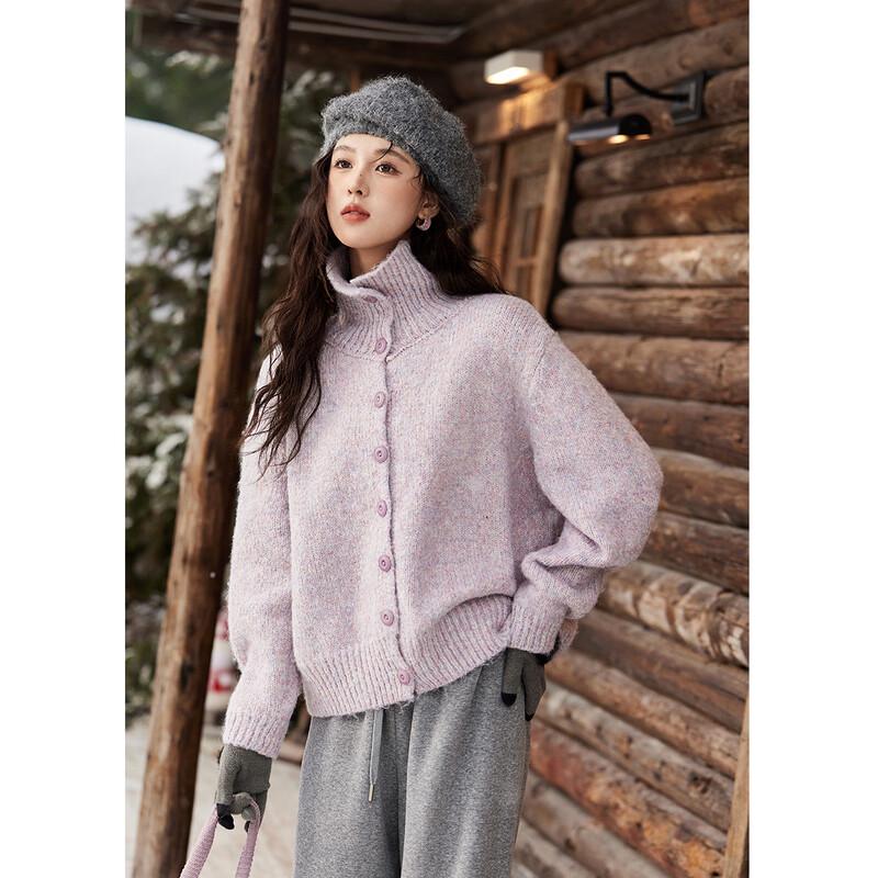 Women s Relaxed Fit Lapel Knit Cardigan One Size