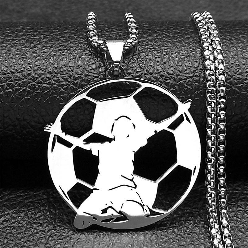 Soccer Football Goalkeeper Necklace For Women Men Stainless Steel Gold Silver Color Sports Spirit Chain Jewelry Gifts Collar