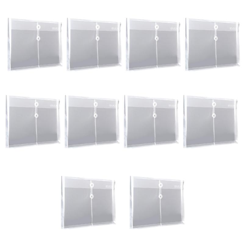 

10Pcs String Closure File Wallet Letter Size Folder Clear Water Resistant File Envelope Document Organizers File Pouches