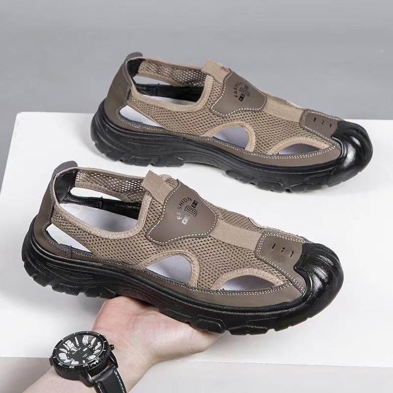 Summer Breathable Men's Bag Head Sandals Hollow Mesh Hole Shoes Outdoor Non-slip Lightweight Sports Leisure Beach Shoes