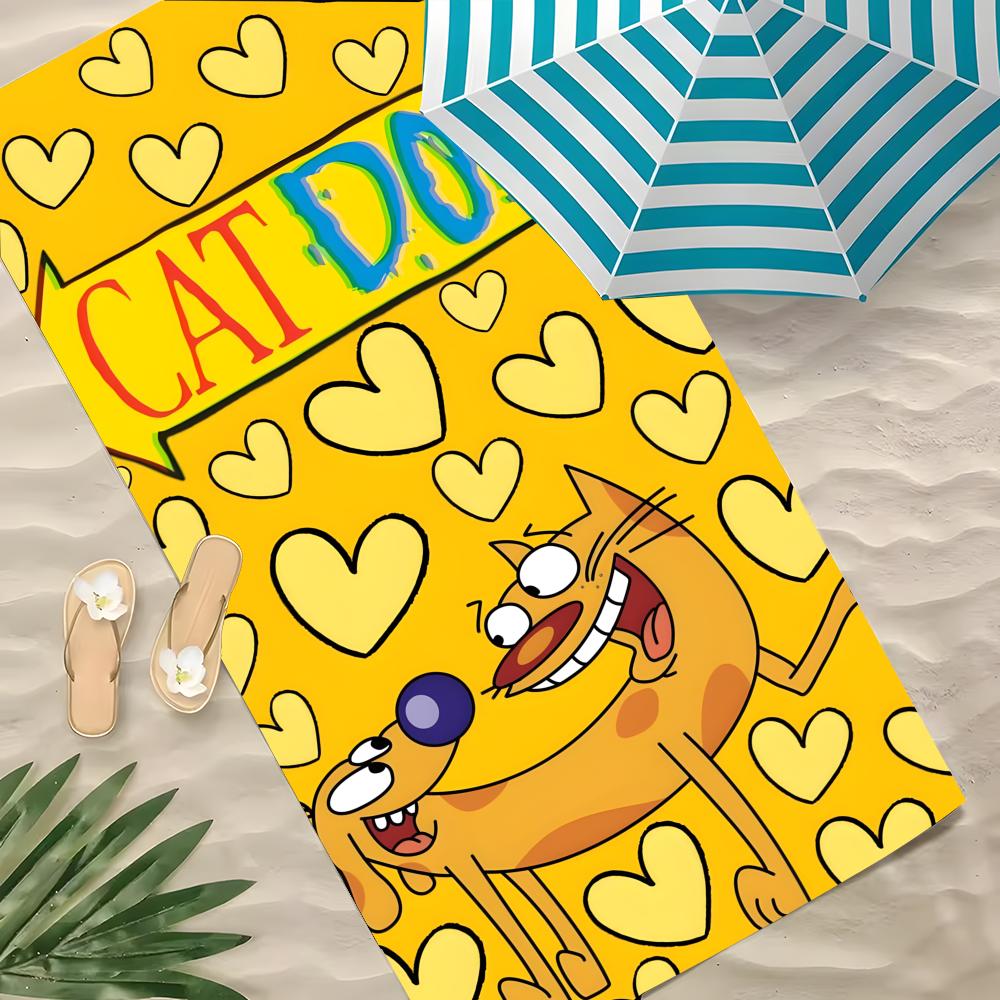 C-Catdog Towel Polyester Beach Towel Quick Dry Sand Free Bath Towel For Summer Pool Travel Vacation