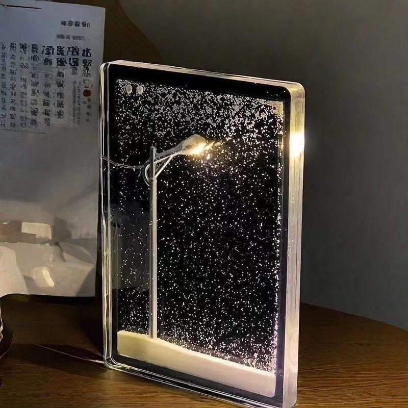 Acrylic Snowy Lamp Material Pack Night Light Snow Scene Lamp Desk Decor Decorative DIY Snowflake Ornament Valentine's Day Gift