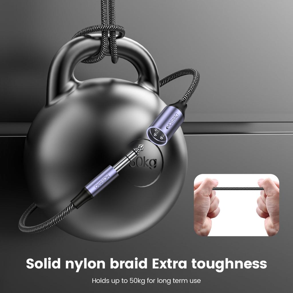 MOSWAG XLR Male To XLR Male To Jack Male Audio Male To Microphone XLR Male Cable for Electric 6.35mm Cable, 6.35mm Cable, 6.35mm Guitar, Piano,