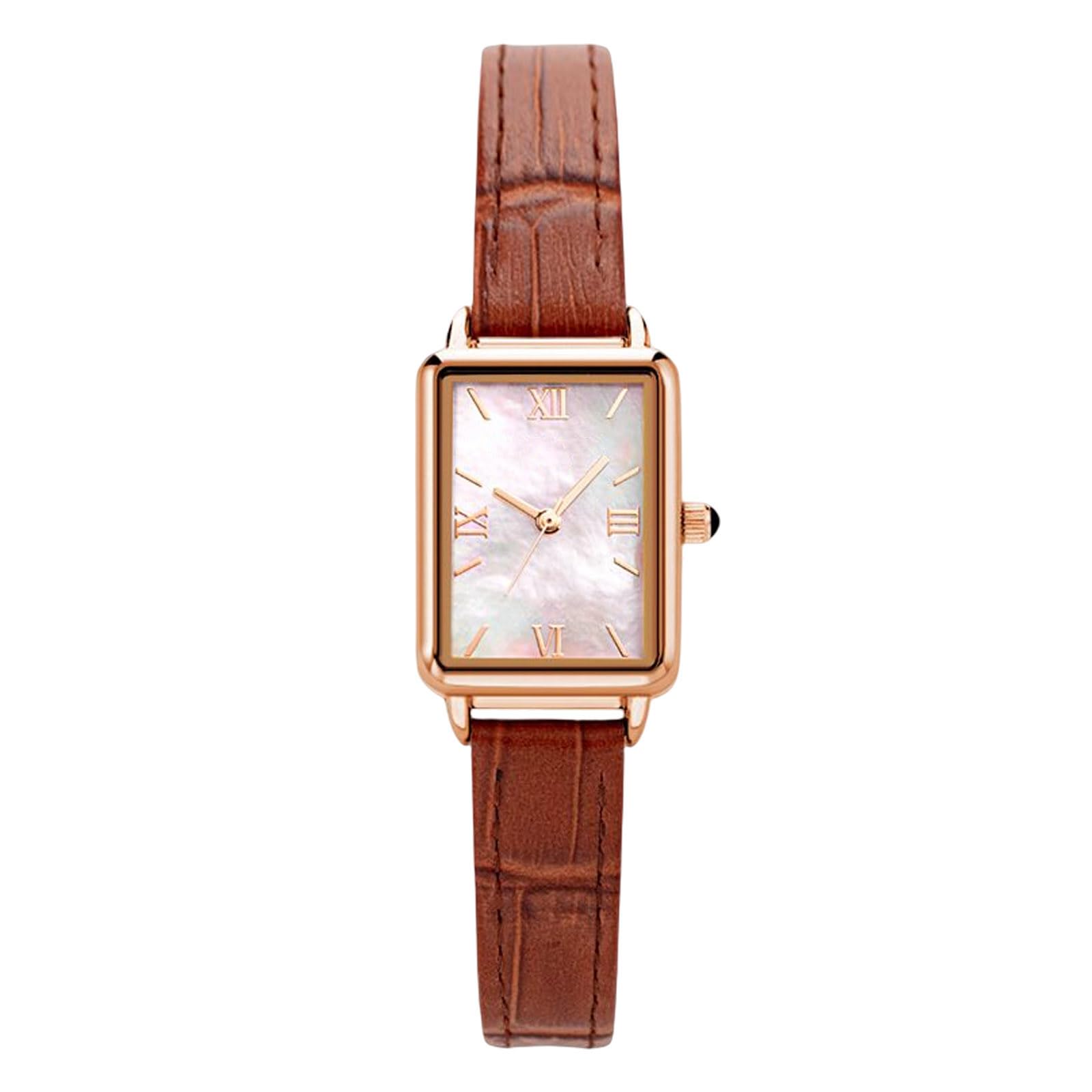 

RORIOS Women s Watch with Mother-of-Pearl Bracelet - Cute Quartz Analog Watch, Water Resistant, Genuine Leather Band, Casual, Perfect for Christmas, B