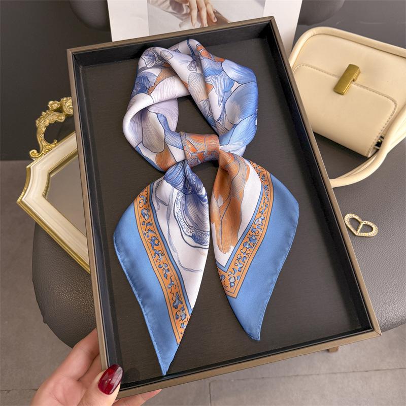 2026 New Floral Printed Square Scarf for Women Soft Lightweight Scarf Headbands Fashion Bag Tie Ribbon Hair Bands Bandana