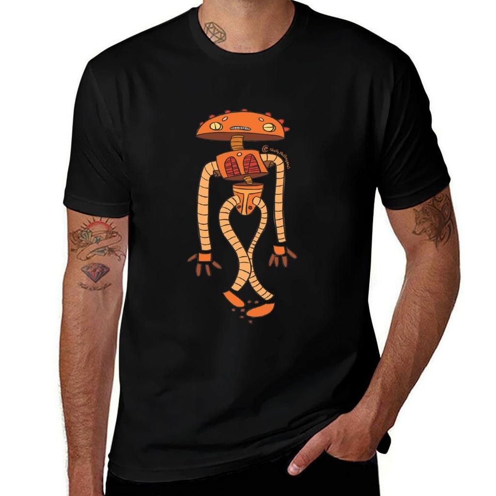 Orange Wiggly Robot TShirt Plus Size Comfort Fit Tee