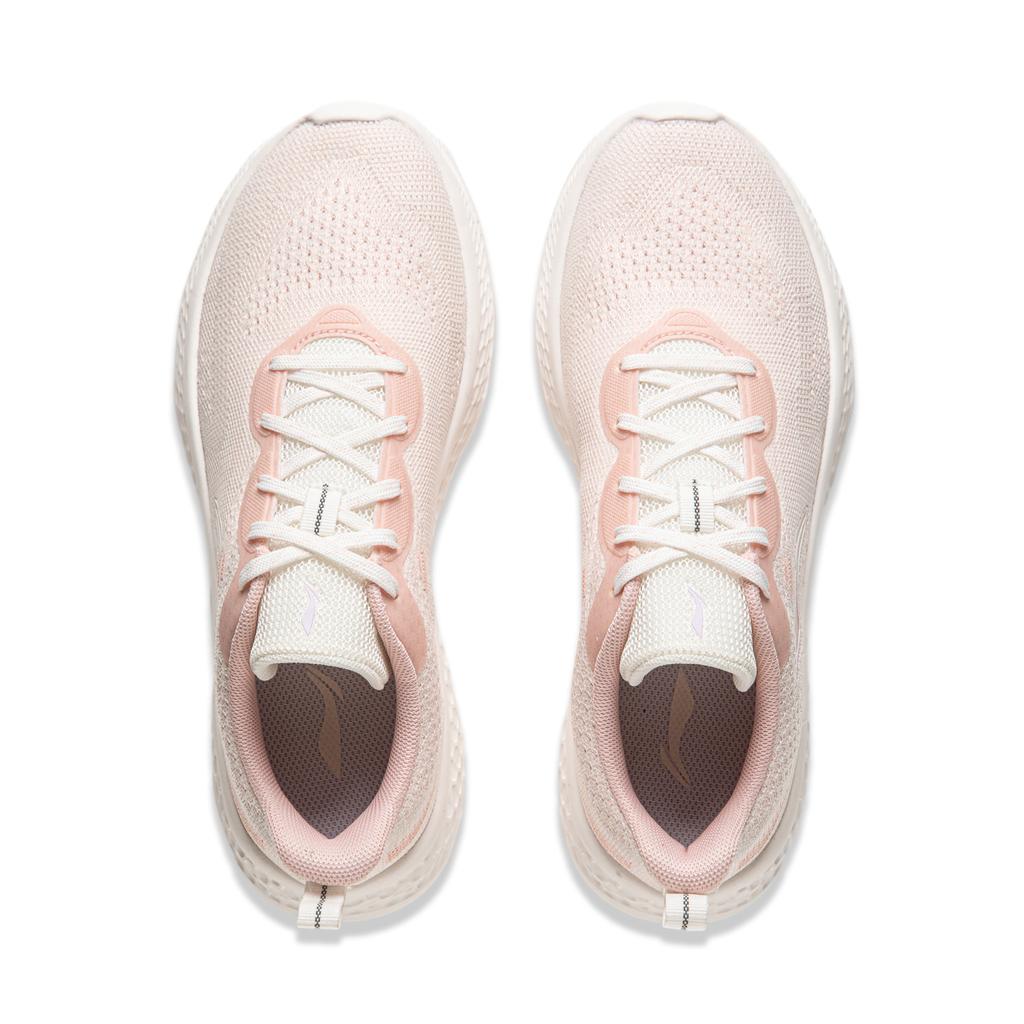 Li Ning Cloud Motion Soft Rebound Shock Absorbing Durable Breathable Running Shoes Women Sneakers White Pink ARSU024-4