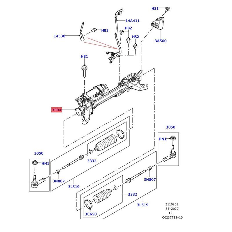 7806040564 Cremalheira e Pinhão Elétrica Correia Acessórios Peças Para Land Rover Range Rover Evoque 2011-2019 HEE4036ERM-