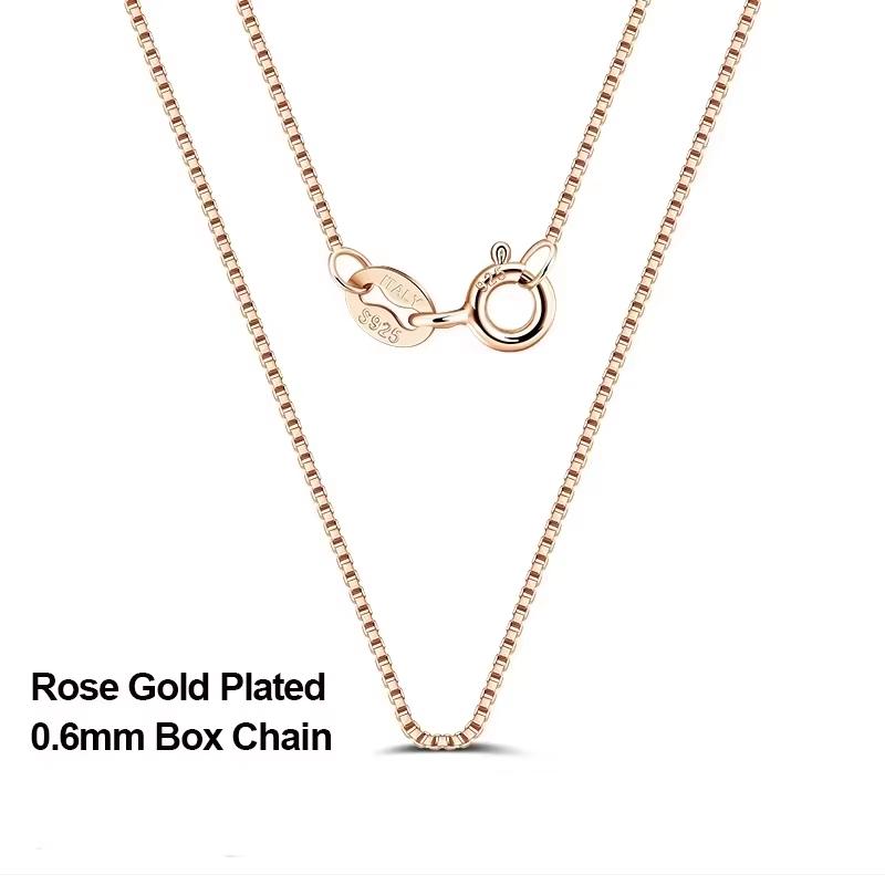 

ORSA JEWELS Italian 925 Silver Box Chain Necklace Rose Gold/Gold Plated Silver Necklaces Neck Chains for Pendant SC07-G 40cm