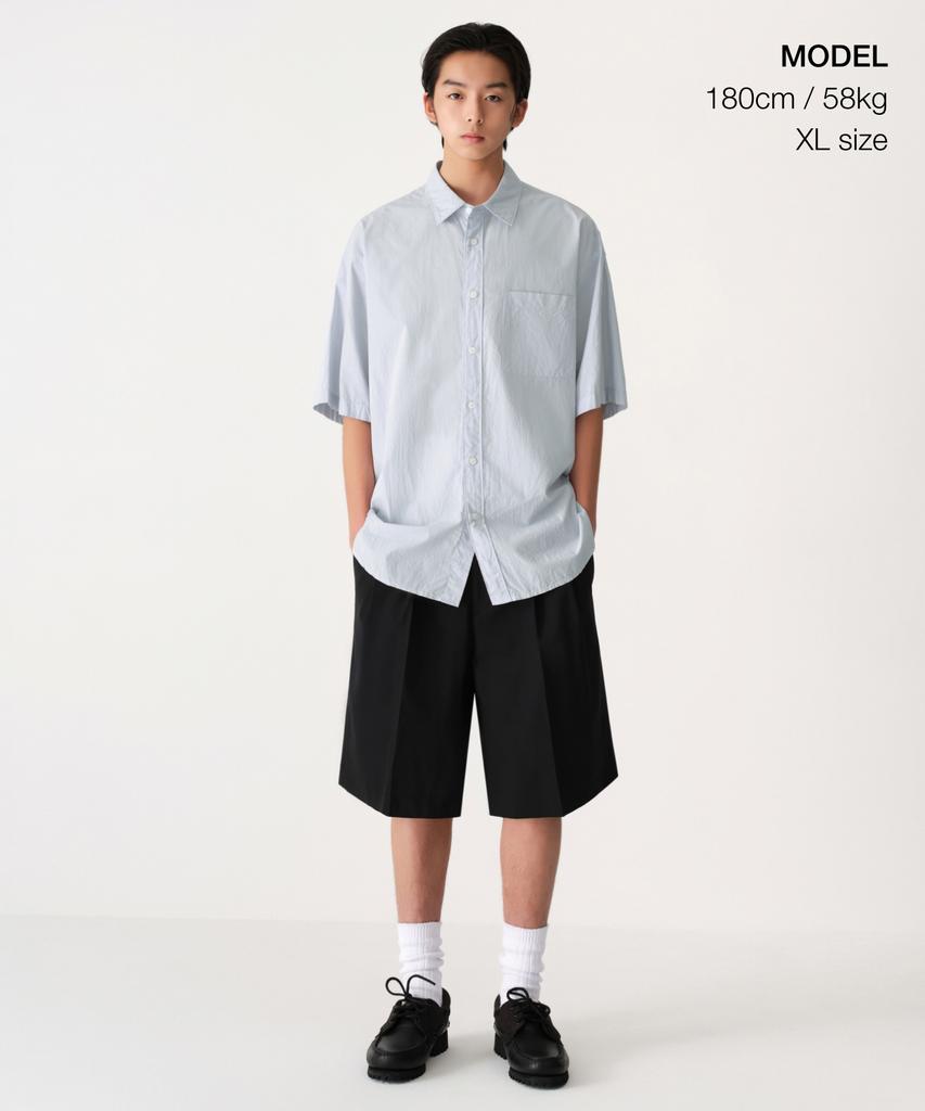 MUSINSA STANDARD Relaxed Micro Seersucker Short Sleeve Shirt [Sky Blue]