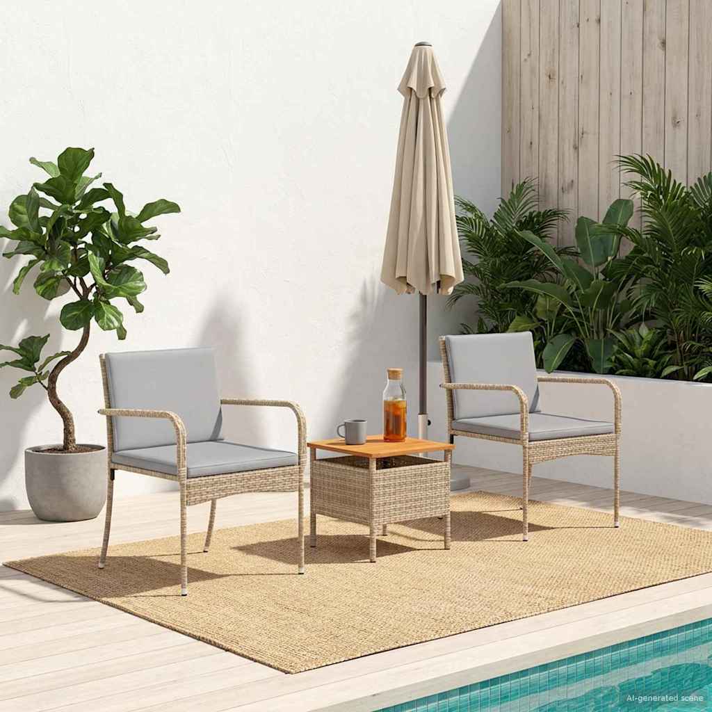 Garden Set Beige Poly Rattan