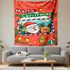 Merry Christmas Cartoon Santa Claus and Reindeer Wall Tapestry Cute Holiday Envelope Gifts Decor for Kids Bedroom