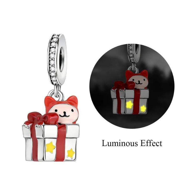 Christmas 925 Silver Charms Santa Claus Reindeer Earrings Beads fit Necklace Bracelets DIY Fine Jewelry Party Gift