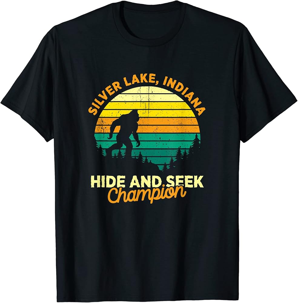 Retro Silver Lake, Indiana Big foot Souvenir T-Shirt L