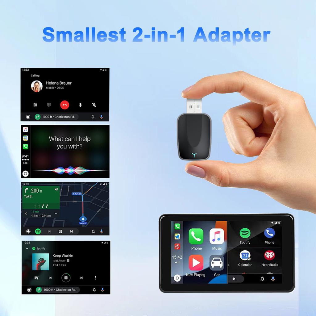M34 2 in 1 AI Box Wireless Car Adapter for Upgrading Wired CarPlay/Android Auto to Wireless Compatible With Built-in CarPlay/Android Auto Vehicles